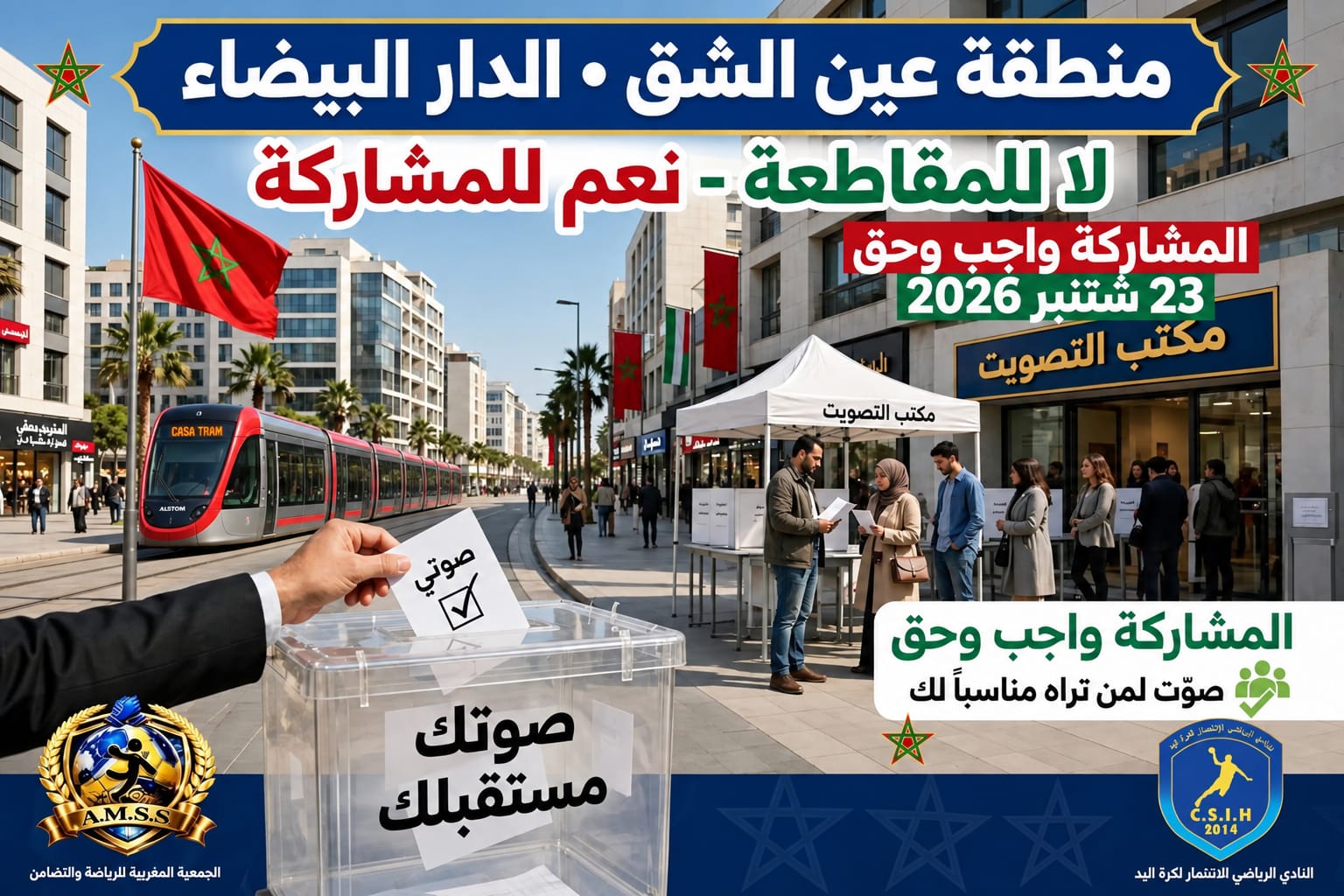 مكونات نادي الانتصار والجمعية المغربية للرياضة والتضامن لكرة اليد بعين الشق والمناطق المجاورة تنزل إلى الميدان لحث الساكنة على المشاركة في انتخابات 23 شتنبر