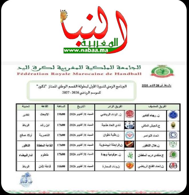 كرة اليد المغربية تعود بقوة .. انطلاقة نارية لبطولة القسم الوطني الممتاز “ذكور” يوم 31 أكتوبر