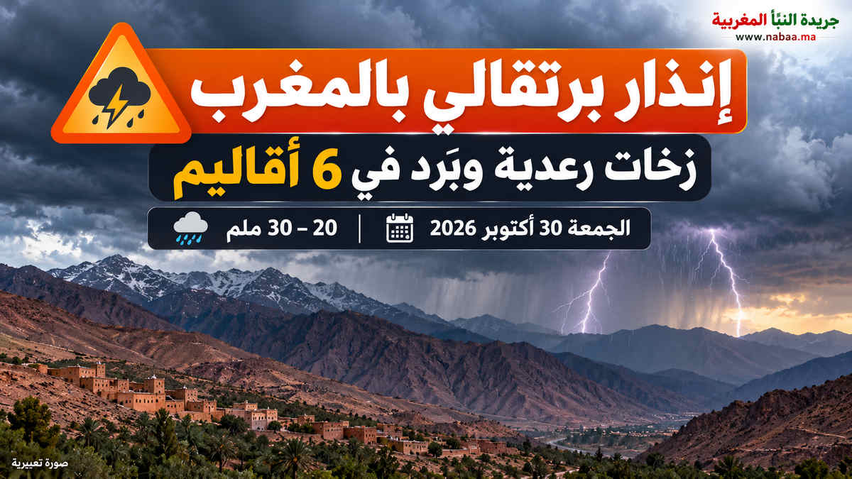 إنذار برتقالي بالمغرب.. زخات رعدية وبَرَد ورياح مرتقبة بستة أقاليم حتى الحادية عشرة ليلاً